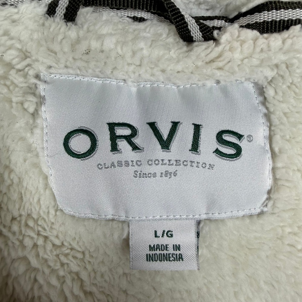 Orvis Mens Quarter Zip Sherpa Lined Fleece Pullover Sweater Olive Green Large - Picture 9 of 12